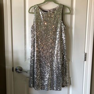Nine West Silver Sequin Sleeveless Dress